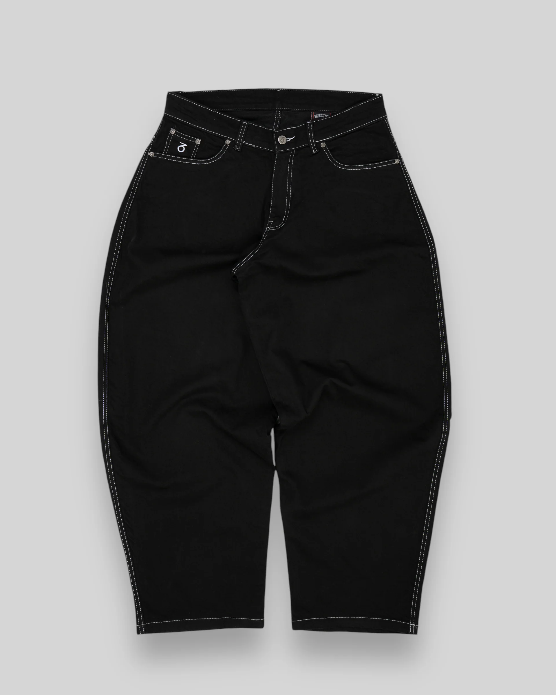 Balloon Fit 5 Pocket Denim Jeans (Black/White) - Image 5
