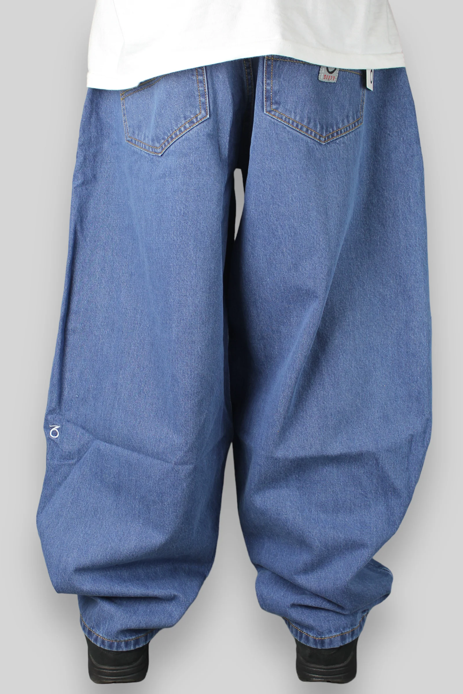 Balloon Fit 5 Pocket Denim Jeans (Mid Stonewash Blue) - Image 3