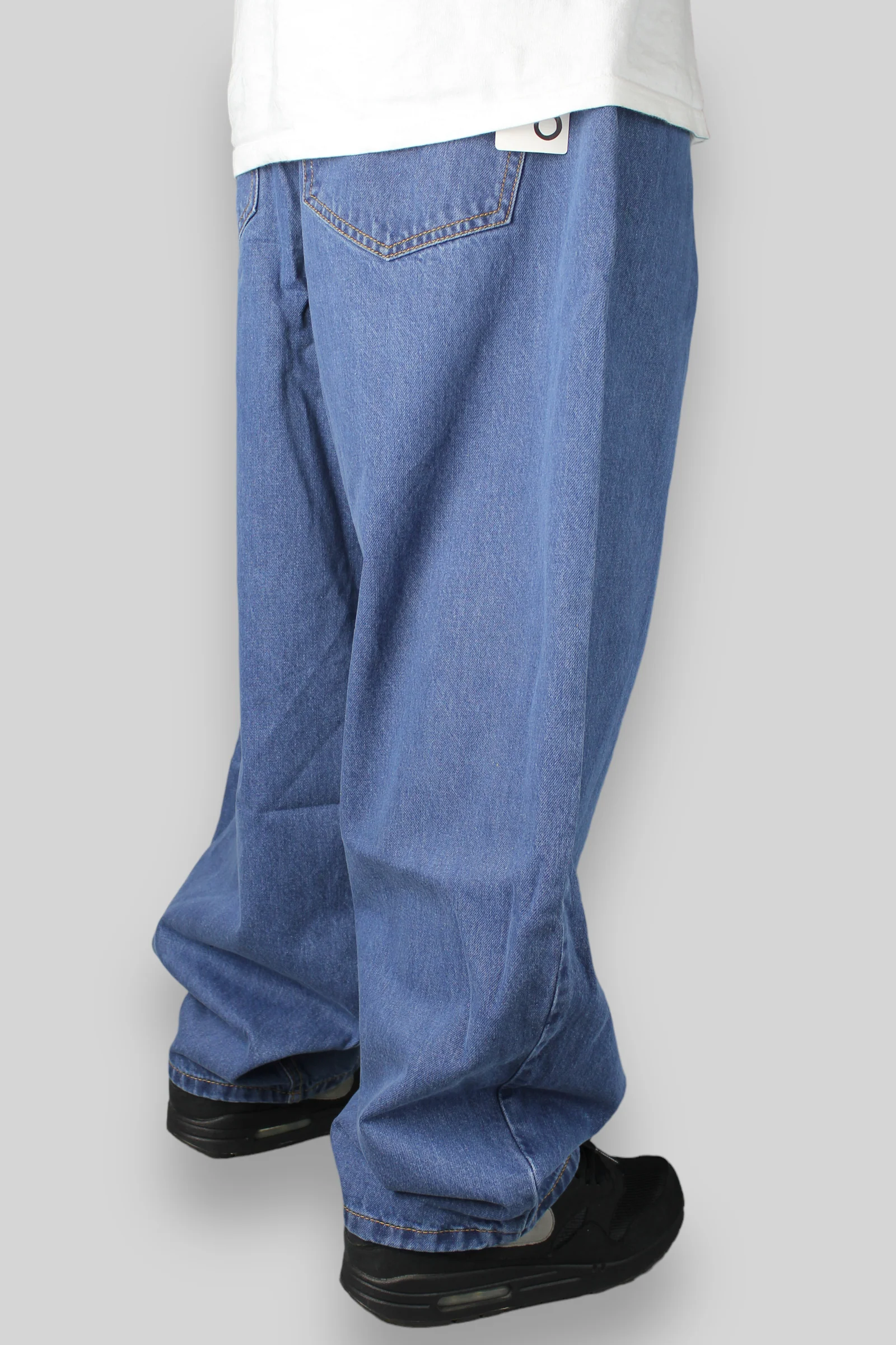Balloon Fit 5 Pocket Denim Jeans (Mid Stonewash Blue) - Image 4