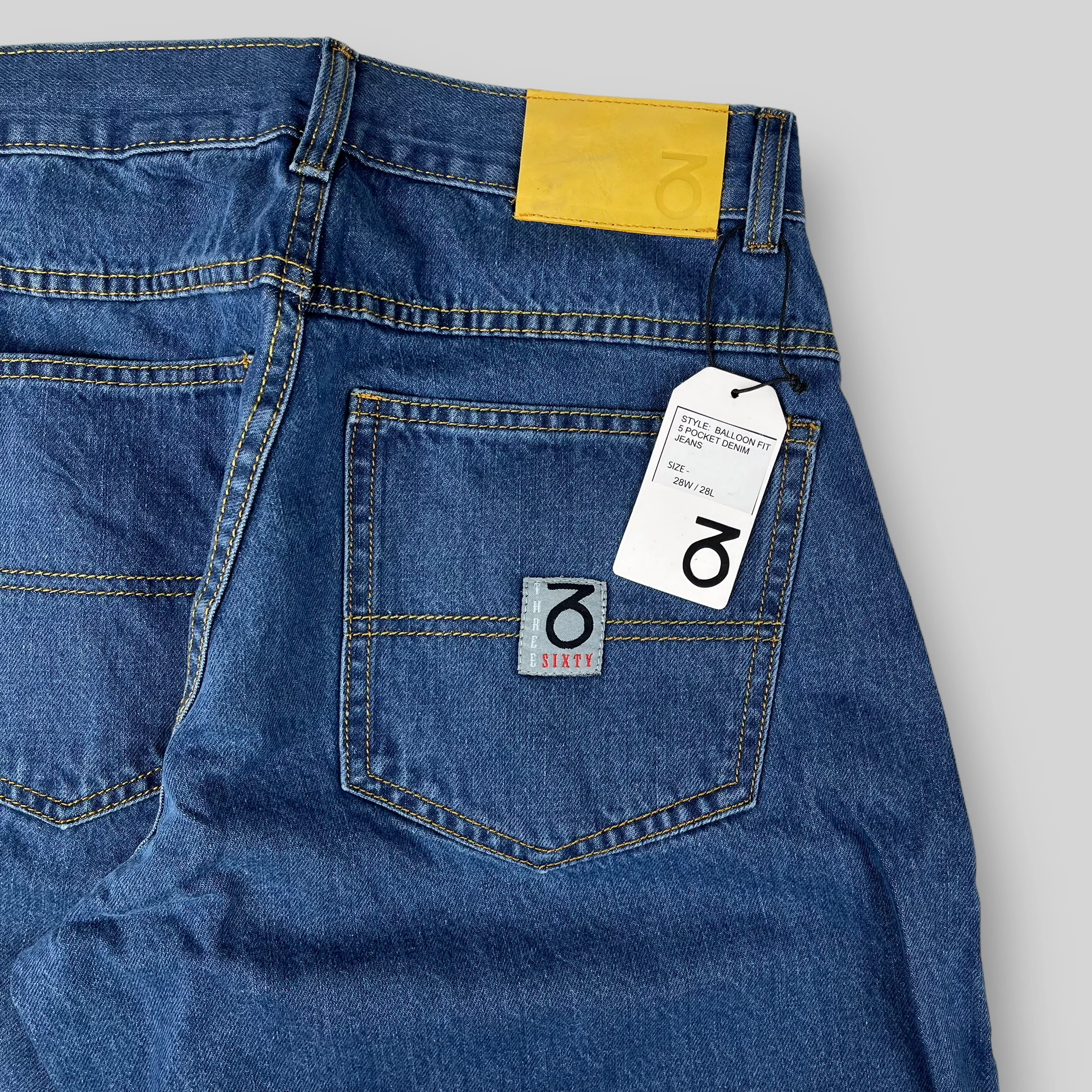 Balloon Fit 5 Pocket Denim Jeans (Mid Stonewash Blue) - Image 7