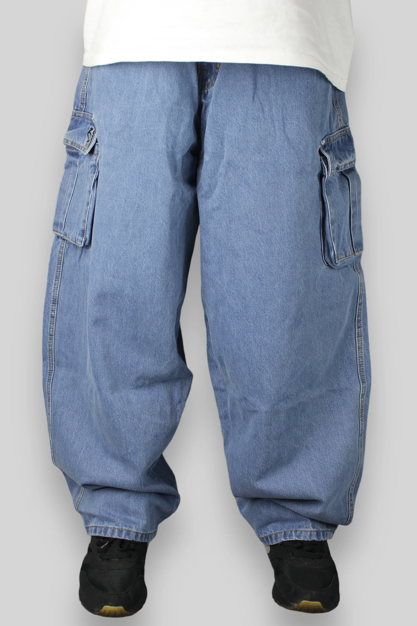 Balloon Fit Cargo Denim Pants (Stonewash Blue) - Image 5
