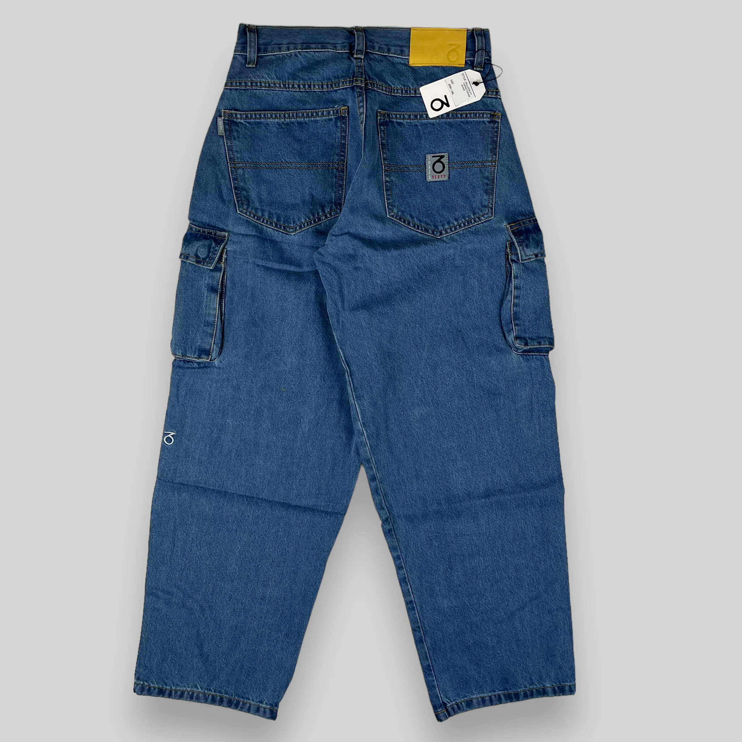 Balloon Fit Cargo Denim Pants (Stonewash Blue) - Image 7
