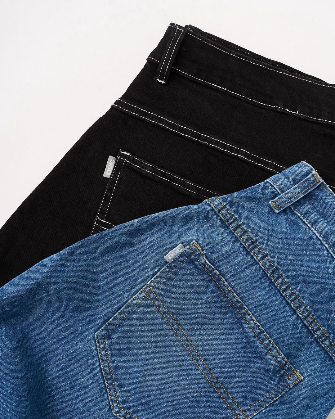 OG Baggy Fit 5 Pocket Denim Jeans 417JP (Black/White) - Image 3