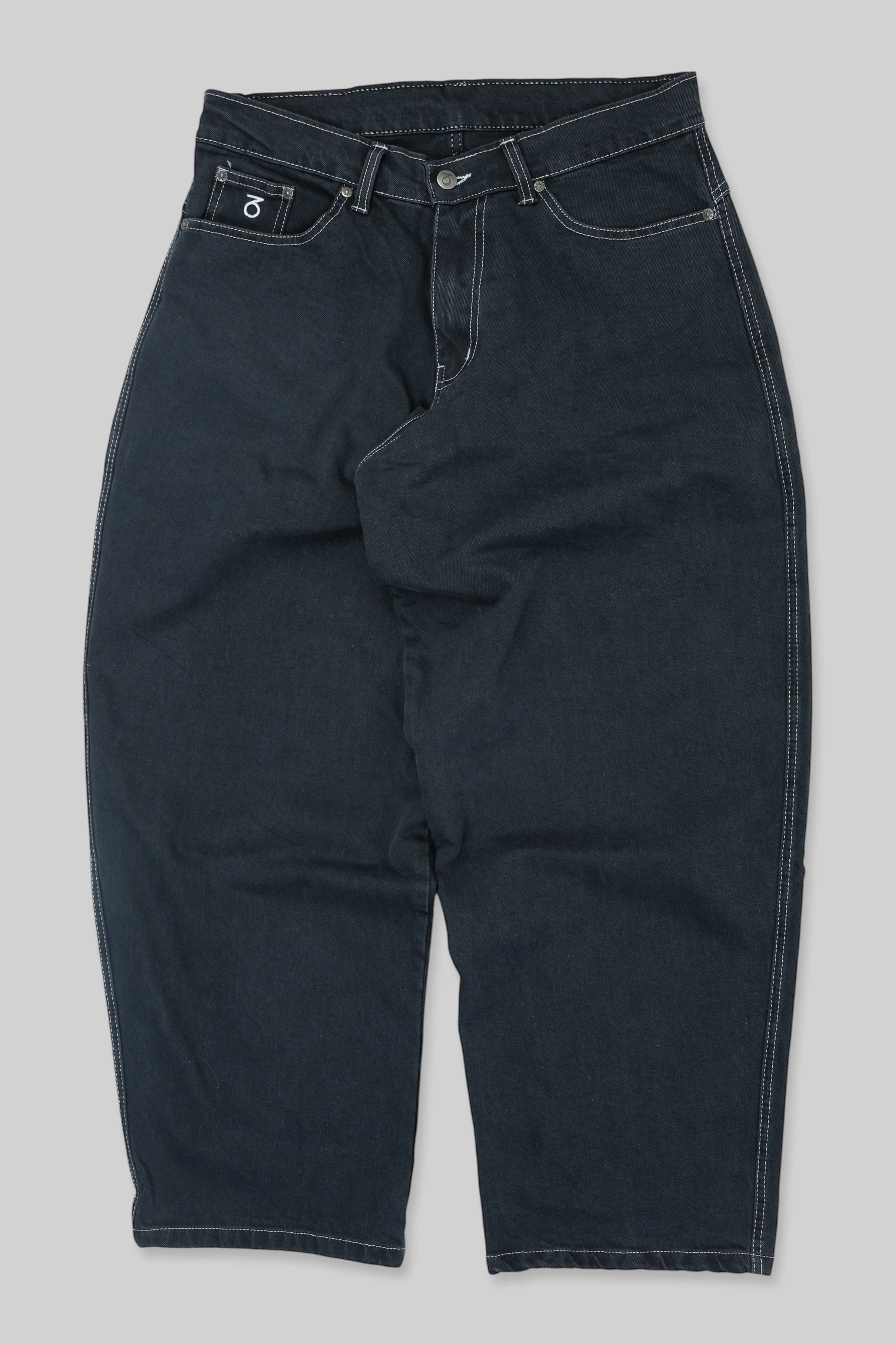 OG Baggy Fit 5 Pocket Denim Jeans (Black/White) - Image 4