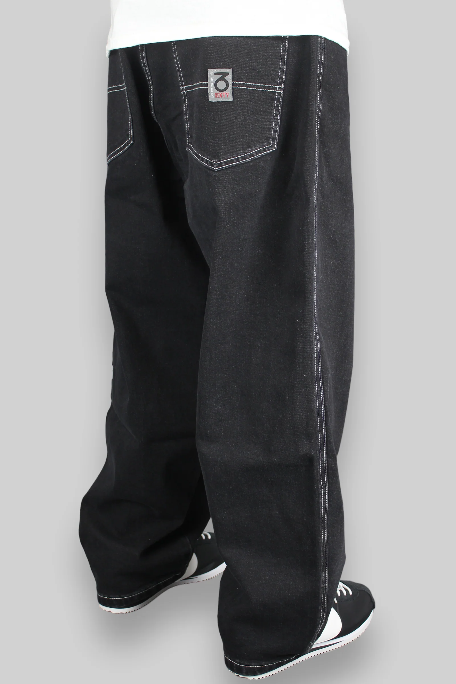 OG Baggy Fit 5 Pocket Denim Jeans (Black/White) - Image 6