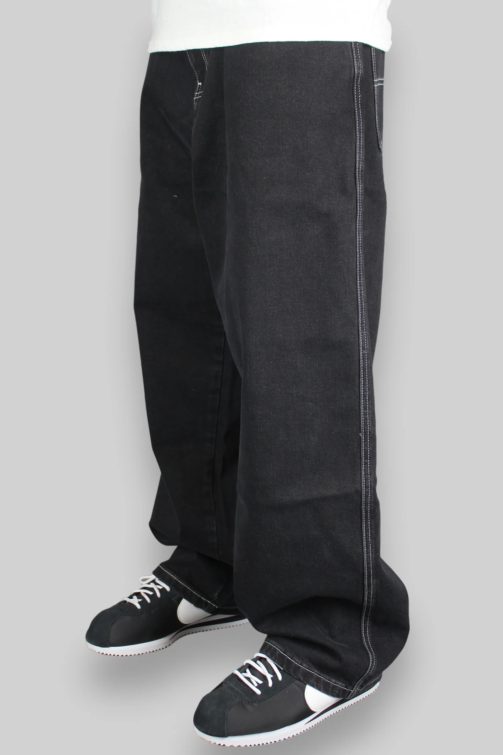 OG Baggy Fit 5 Pocket Denim Jeans (Black/White) - Image 8