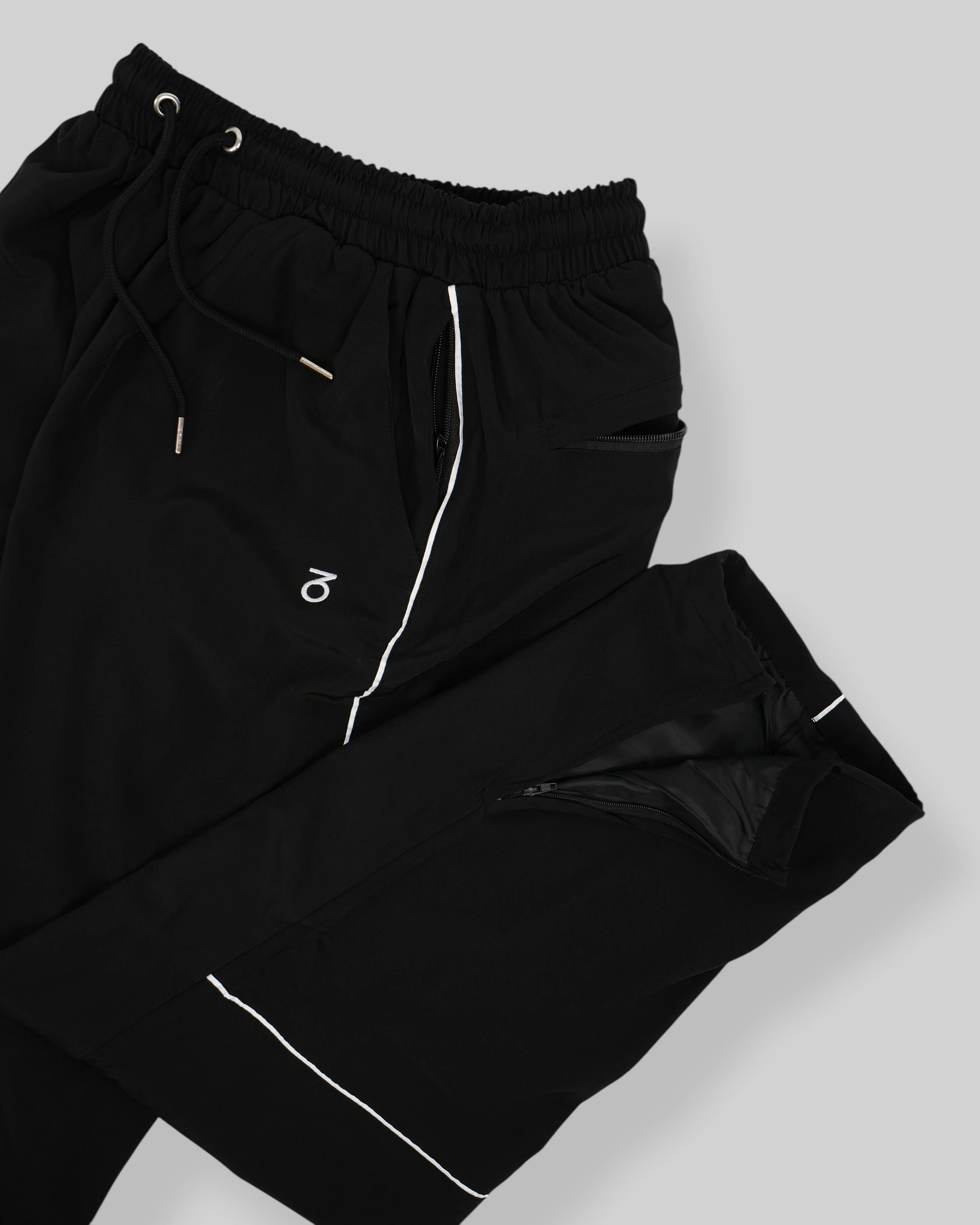 OG Baggy Fit Piping Woven Track Pants (Black/White) - Image 3