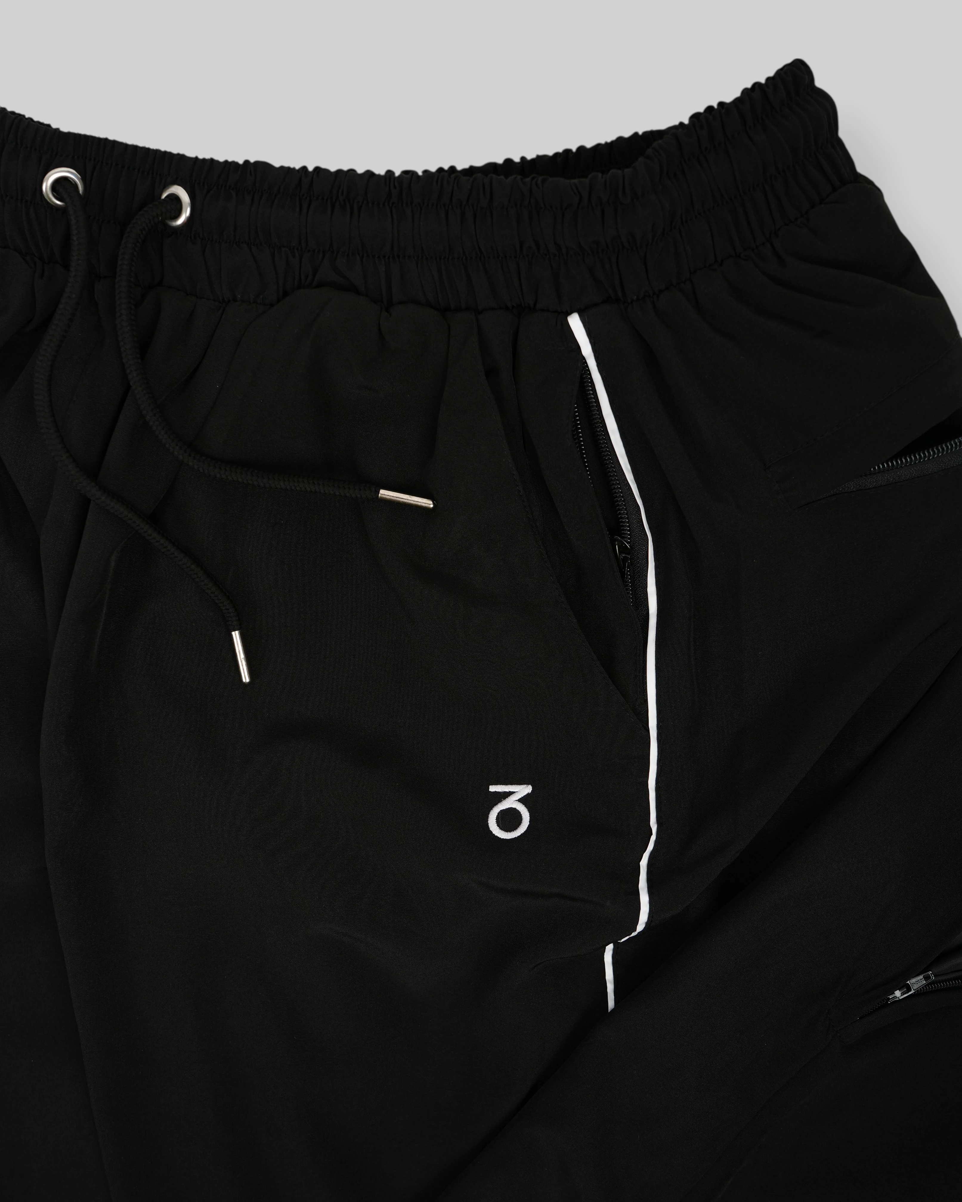 OG Baggy Fit Piping Woven Track Pants (Black/White) - Image 5